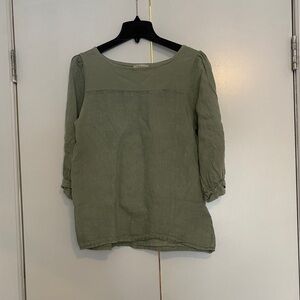 Olive Green Linen Top